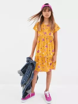 Детское платье с цветочными рюшами Gap, желтый
