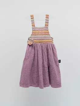 Детское платье с квадратным вырезом и узором на подтяжках Moi Noi
