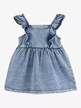 Детское платье с оборками в виде нагрудника Lindex, цвет Washed Blue