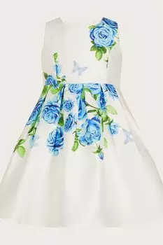 Детское платье с розами натурального цвета Monsoon