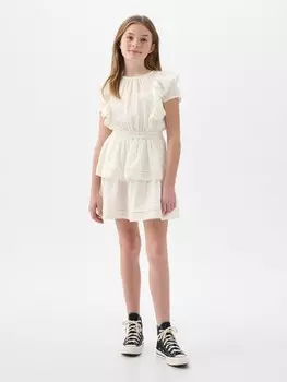 Детское платье с рюшами Gap, белый