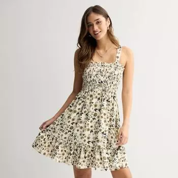 Детское платье с рюшами и бретелями Liberty Love, цвет ivory brown floral