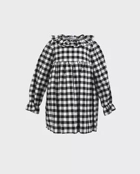 Детское платье с рюшами и клетчатым дизайном La Ormiga, черный