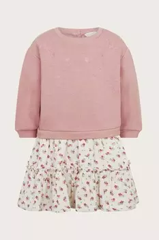 Детское платье свитер 2 в 1 в мелкий узор Monsoon, розовый