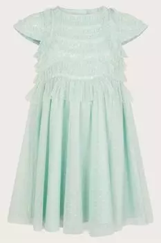 Детское платье Truth с рюшами Monsoon, зеленый