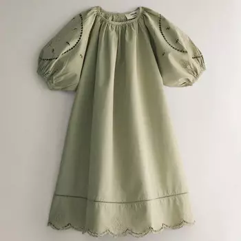 Детское платье Zara Home Embroidered, светло-зеленый