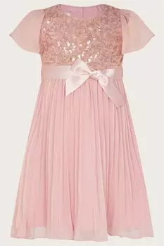 Детское плиссированное платье розового цвета с пайетками Angel Monsoon, розовый