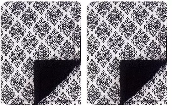 Детское плюшевое одеяло Hudson Baby унисекс из норки и шерпа, классический дамасский, один размер (2 шт. в упаковке), Classic Damask