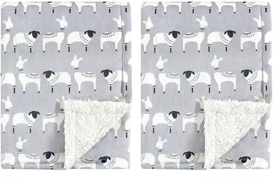 Детское плюшевое одеяло Hudson Baby унисекс из норки и шерпа, ацтекская лама, один размер (2 шт. в упаковке), Aztec Llama