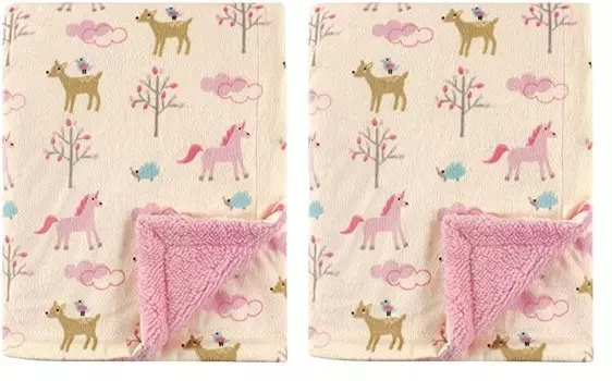 Детское плюшевое одеяло Luvable Friends унисекс со спинкой из шерпы, Волшебный лес, один размер (2 шт. в упаковке), Magical Forest