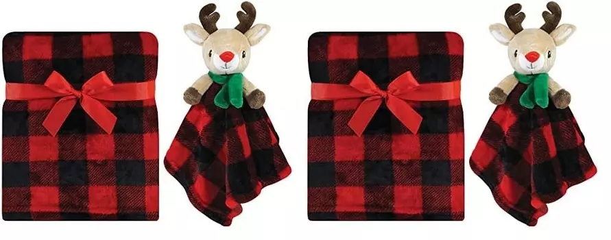 Детское плюшевое одеяло унисекс Hudson Baby с защитным одеялом, Рудольф, один размер (2 шт. в упаковке), Rudolph