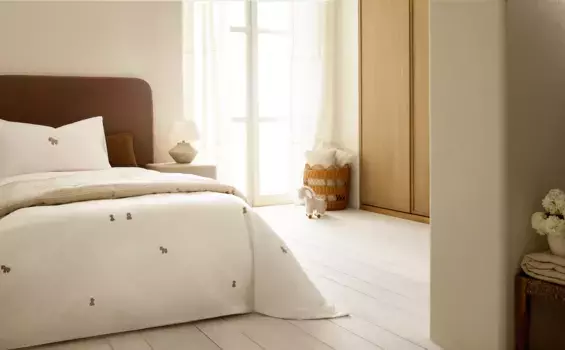 Детское пододеяльник с вышивкой в виде осла Zara Home, тауп-коричневый