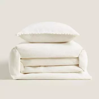 Детское покрывало на кровать с отделкой рябь Zara Home With Crochet Ruffle Trim, светло-желтый