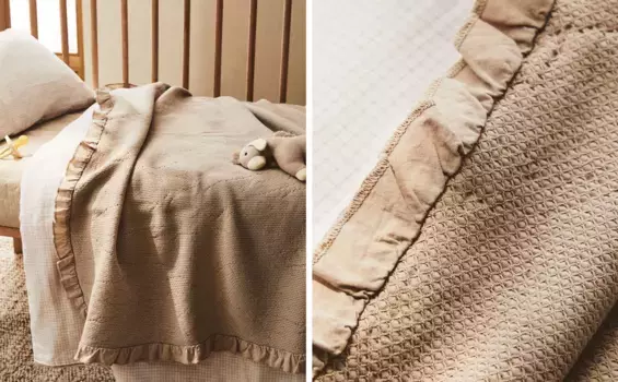 Детское покрывало с рюшами Zara Home, серый