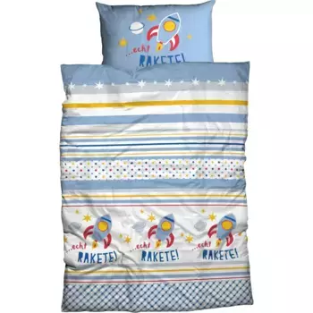 Детское постельное белье ADELHEID "Real Rocket", подушка с ракетой, светло-голубой