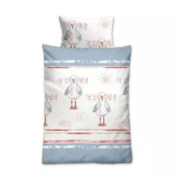 Детское постельное белье Biberna 44526-220 МОРЕ И Я 100135 см синий хлопок