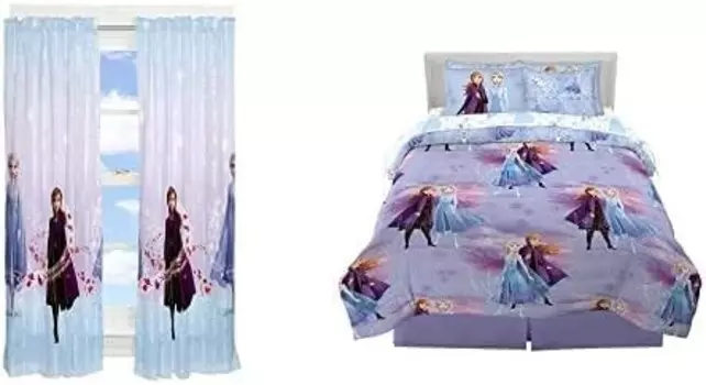 Детское постельное белье Disney Frozen 2: супермягкое одеяло, комплект простыней, шторы и аксессуары (7 предметов) Franco, Disney Frozen 2