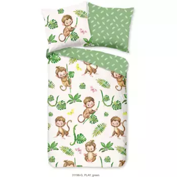 Детское постельное белье доброе утро «Play», 100% хлопок, 135х200, молния, двусторонний вид, детский, обезьянка, зеленый Good Morning