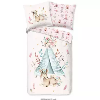 Детское постельное белье доброе утро "Бохо", 100% хлопок, 135х200, молния, двусторонняя, детский, девочка, пастель Good Morning, розовый