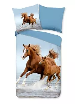 Детское постельное белье Dream Castle Renforcee - Лошадь и жеребенок 135 x 200 см Лошадь и жеребенок Traumschloss