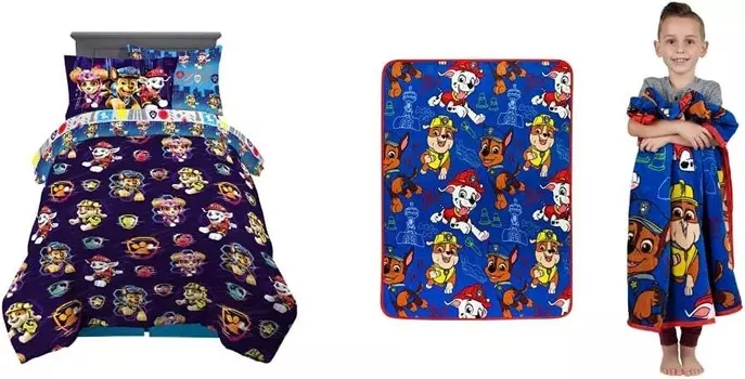 Детское постельное белье Franco, сверхмягкое одеяло и комплект простыней с подкладкой, 5 предметов двойного размера, Paw Patrol Movie и детское постельное белье, супермягкое плюшевое одеяло, 46 x 60 дюймов, Paw Patrol