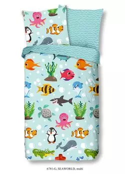 Детское постельное белье Good Morning с морскими животными - 135х200 см - 100% хлопок Muller Textil