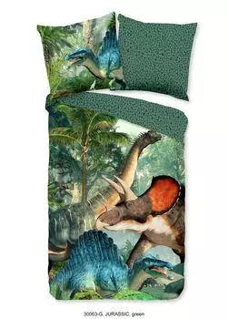 Детское постельное белье Good Morning с динозаврами - 135х200 см - 100% хлопок Muller Textil, зеленый