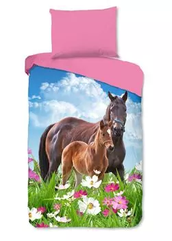 Детское постельное белье Good Morning с динозаврами - 135х200 см - 100% хлопок Muller Textil, бежевый