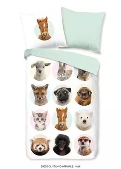 Детское постельное белье Good Morning с животными - 135х200 см - 100% хлопок Muller Textil, мультиколор