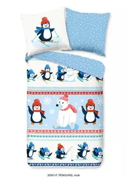 Детское постельное белье Good Morning зима - 135х200 см - фланель/бобр Muller Textil, синий