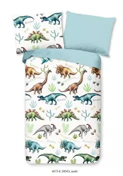 Детское постельное белье Good Morning с динозавром - 140х200 см - 100% хлопок Muller Textil, мультиколор