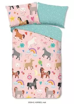 Детское постельное белье Good Morning с лошадкой - 140х200 см - 100% хлопок Muller Textil, мультиколор