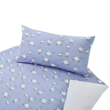 Детское постельное белье из органического сатина Cotonea, наволочка из овечьей шерсти, однотонная, светло-сине-белая, размер 40х80 см.