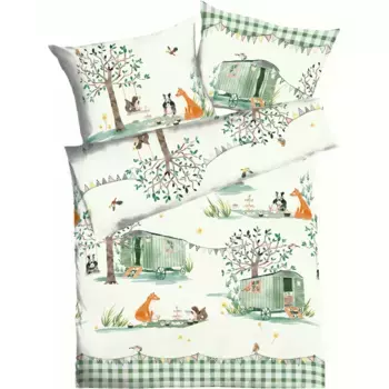 Детское постельное белье Kaeppel "Пикник", с животными, цвет mint