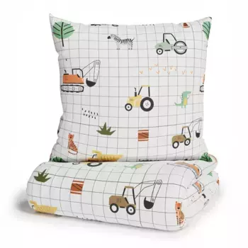 Детское постельное белье Lttenhtt "CUDDLEE", в различных дизайнах: динозавр, единорог, космос, стройка, сердце, трактор, цвет Trecker/Tiere