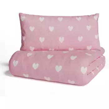 Детское постельное белье Lttenhtt "CUDDLEE", в различных дизайнах: динозавр, единорог, космос, стройка, сердце, трактор, цвет Herzen