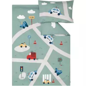 Детское постельное белье s.Oliver "Атласное постельное белье s.Oliver Junior Streets", с полицейскими и пожарными машинами, цвет mehrfarbig