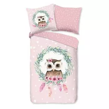 Детское постельное белье сова Good Morning, розовый