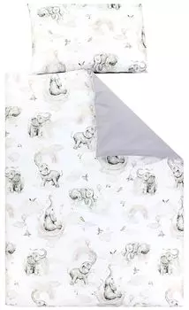 Детское постельное белье ТупТам с рисунком двустороннее постельное белье из 2-х предметов, цвет: слон/радуга, размер: 135х100 см TupTam