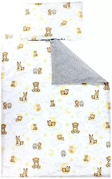 Детское постельное белье ТупТам с рисунком двустороннее постельное белье из 2 предметов, цвет: животные/звезды/серый, размер: 135х100 см TupTam