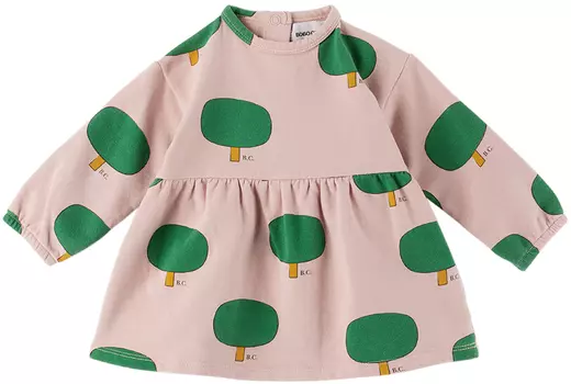 Детское розово-зеленое платье по всей длине: розовый/зеленый Bobo Choses