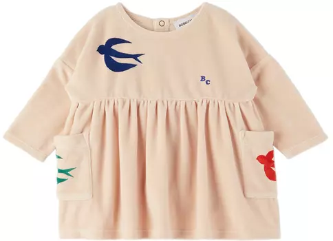 Детское розовое платье с птичками Bobo Choses