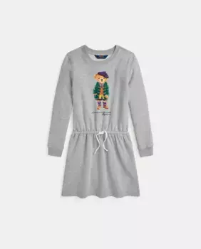 Детское серое платье с мишкой-поло Polo Ralph Lauren, серый