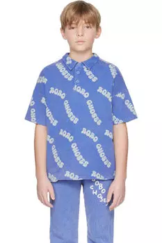 Детское синее волнистое поло «Bobo Choses»