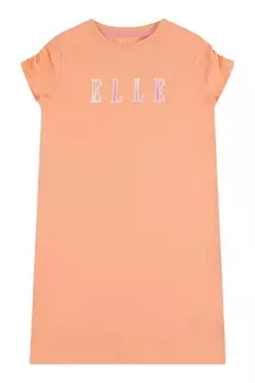Детское трикотажное платье оранжевого цвета для девочек Elle, оранжевый