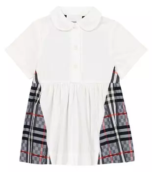 Детское трикотажное платье в клетку в винтажную клетку Burberry Kids, мультиколор