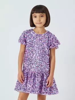 Детское велюровое платье с пайетками John Lewis, розовый