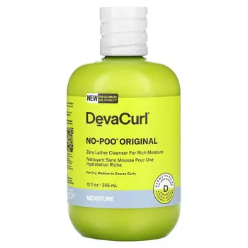 DevaCurl, No-Poo Original, очищающее средство без пены для насыщенного увлажнения, для сухих, средних и жестких локонов, 355 мл (12 жидк. Унций)