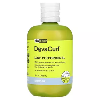 DevaCurl, Original, с низким содержанием пули, очищающее средство с мягкой пеной для насыщенного увлажнения, для сухих, средних и жестких локонов, 355 мл (12 жидк. Унций)