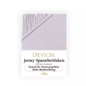 Devior Jersey Topper простыня 180x200 - 200x200 см, серебристая простыня 100% хлопок, высота матраса до 10 см, резинка